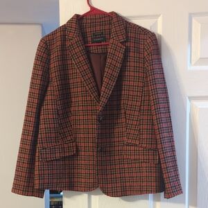 Talbots Women's Plaid Blazer - Red and Black